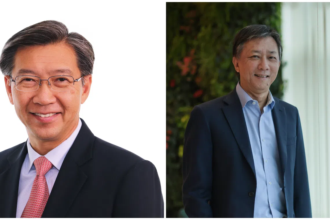 JTC chairman Tan Chong Meng (left) and his successor Chia Song Hwee.