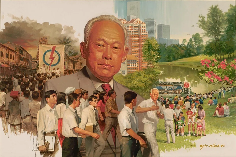 Chua Mia Tee's rarely-seen 1991 untitled painting of Lee Kuan Yew on the campaign trail was commissioned by Ong Teng Cheong. 