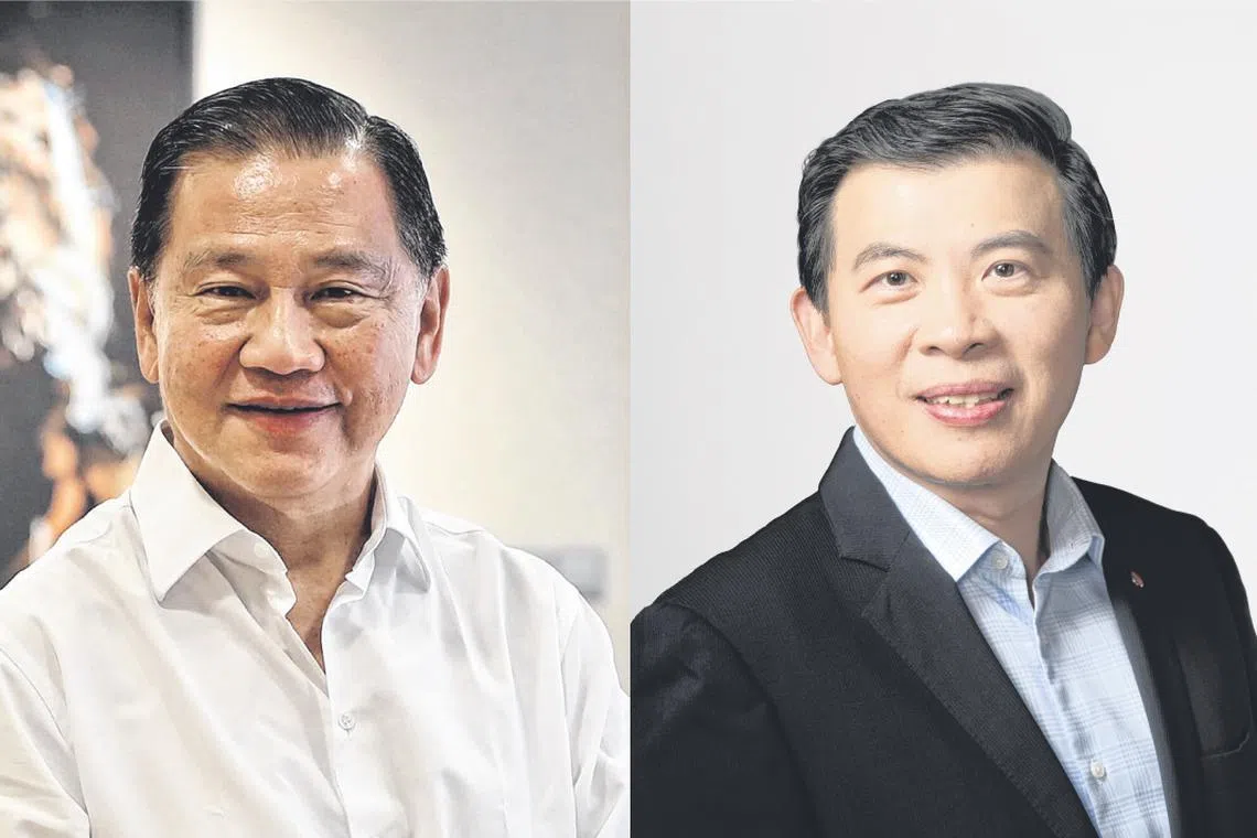 Former Changi Airport Group (CAG) and Surbana Jurong chairman Liew Mun Leong (left) has been appointed as CEO of Bhutan's Gelephu Mindfulness City. Former CAG CEO Lee Seow Hiang (right) has been appointed as a board member.