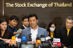 hort selling and high-frequency trading will be limited to stocks forming the part of SET100 Index, Asadej Kongsiri (centre), president of the Stock Exchange of Thailand, told a press briefing on Wednesday (Feb 19).