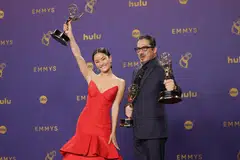 (From left) Japanese actress Anna Sawai, winner of the Outstanding Lead Actress in a Drama Series award for 'Shogun' and Japanese actor Hiroyuki Sanada, winner of the Outstanding Lead Actor in a Drama Series award for 'Shogun' at the 76th annual Emmy Awards, Los Angeles, California, Sept 15, 2024.
