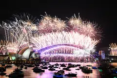 Fireworks are seen over the Sydney Opera House and Harbour Bridge during New Year’s Eve celebrations in Sydney, Australia, Jan 1, 2024. 