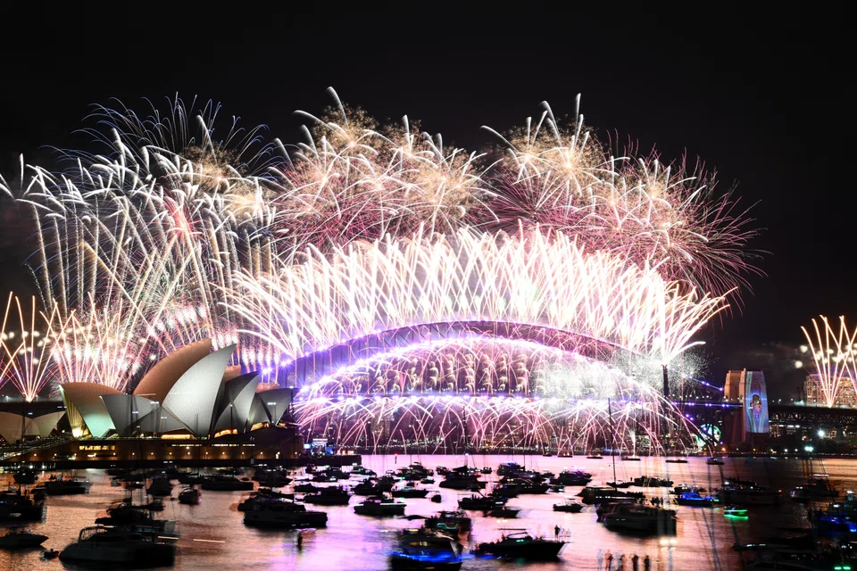 Fireworks are seen over the Sydney Opera House and Harbour Bridge during New Year’s Eve celebrations in Sydney, Australia, Jan 1, 2024. 