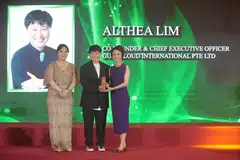 From left: Stephanie Cheo, chairman of WEA; Althea Lim, co-founder and CEO of Gushcloud International; and Low Yen Ling, Minister of State for Trade and Industry. Lim was the overall winner of the SME category at this year's awards.