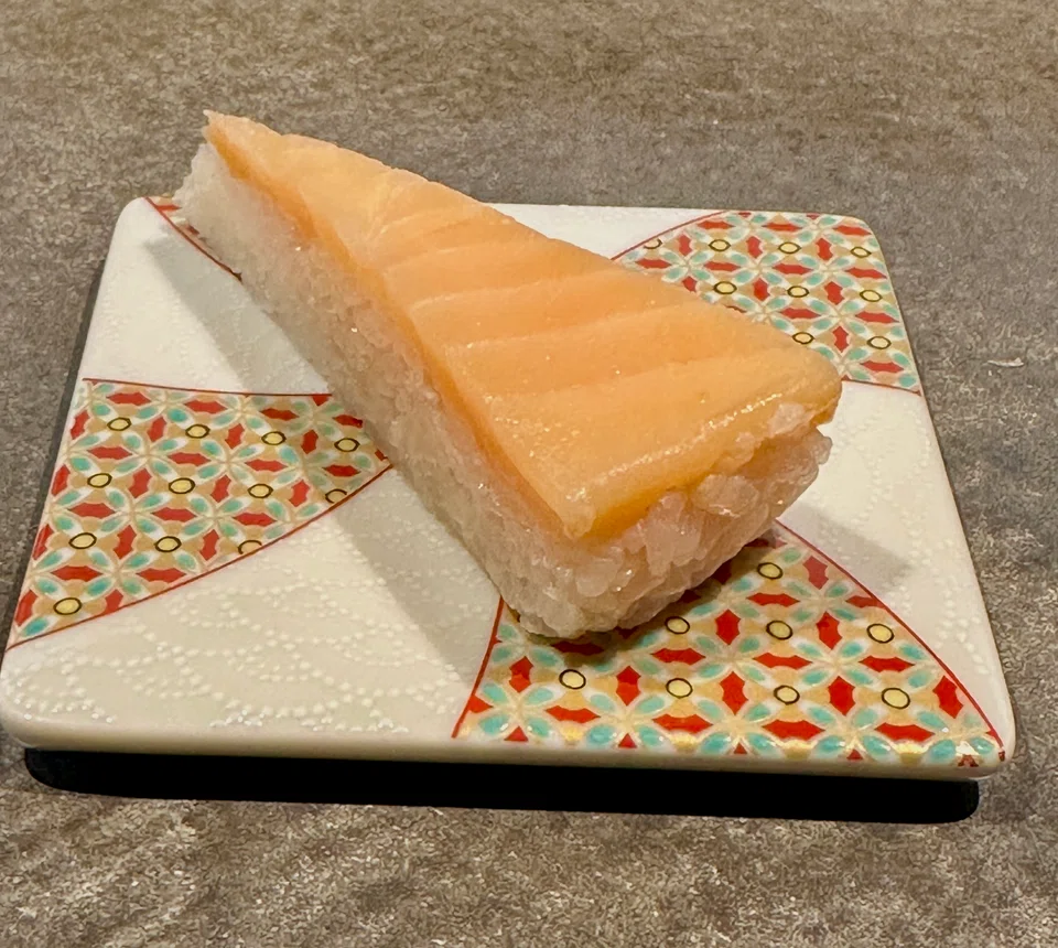 Sushi Jinjin's version of Toyama signature pressed sushi.