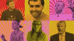 More than two dozen high-ranking executives have stepped aside from key posts in the past two months alone. Clockwise from top left: Alex Mashinsky, Sam Trabucco, Michael Moro, Michael Saylor, Jesse Powell and Aya Kantorovich.