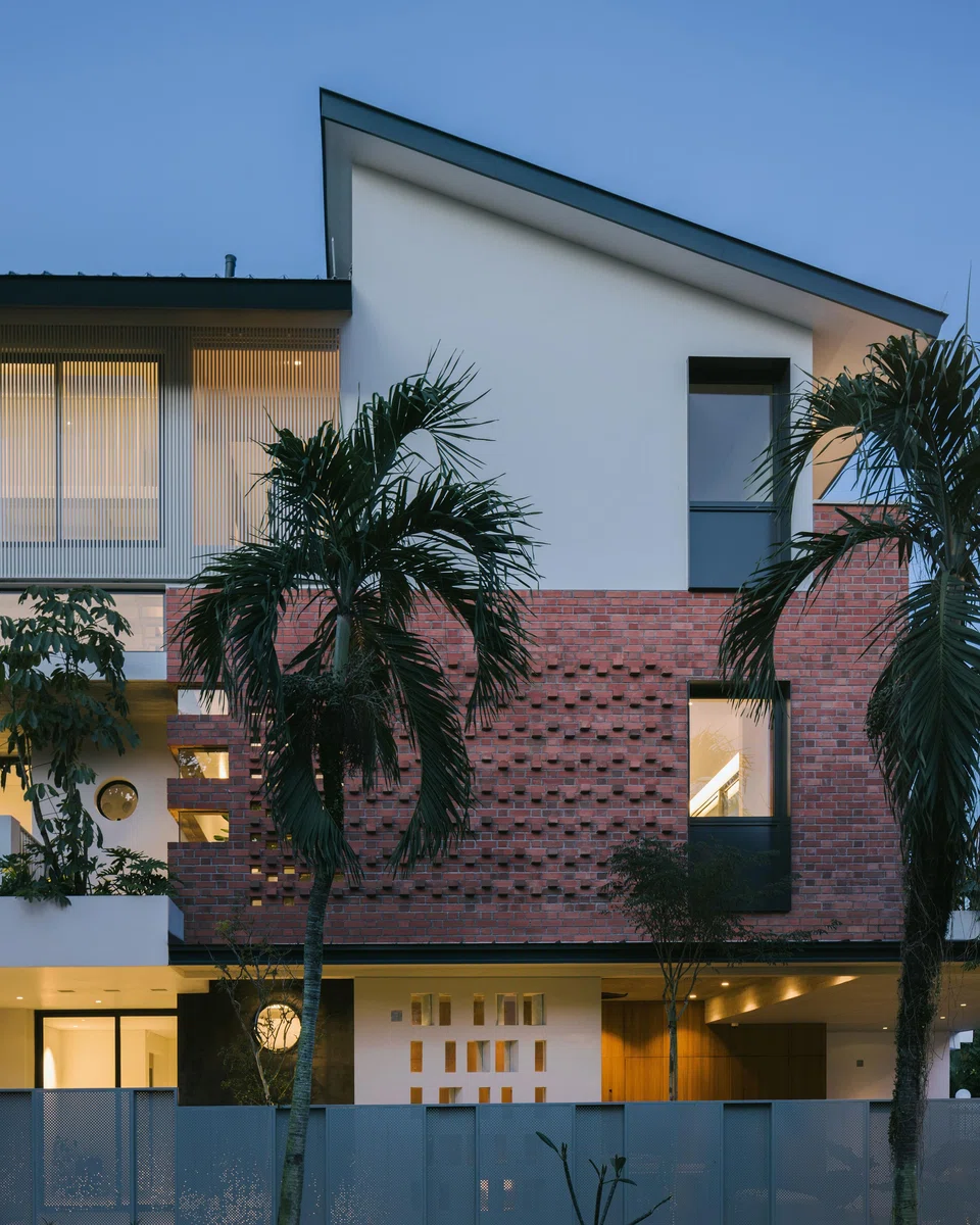 The exterior brick wall lends character and texture to the house.