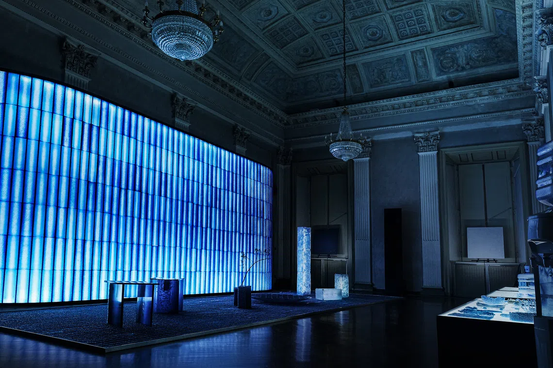 design lab Honoka's installation made of discarded water dispensers.