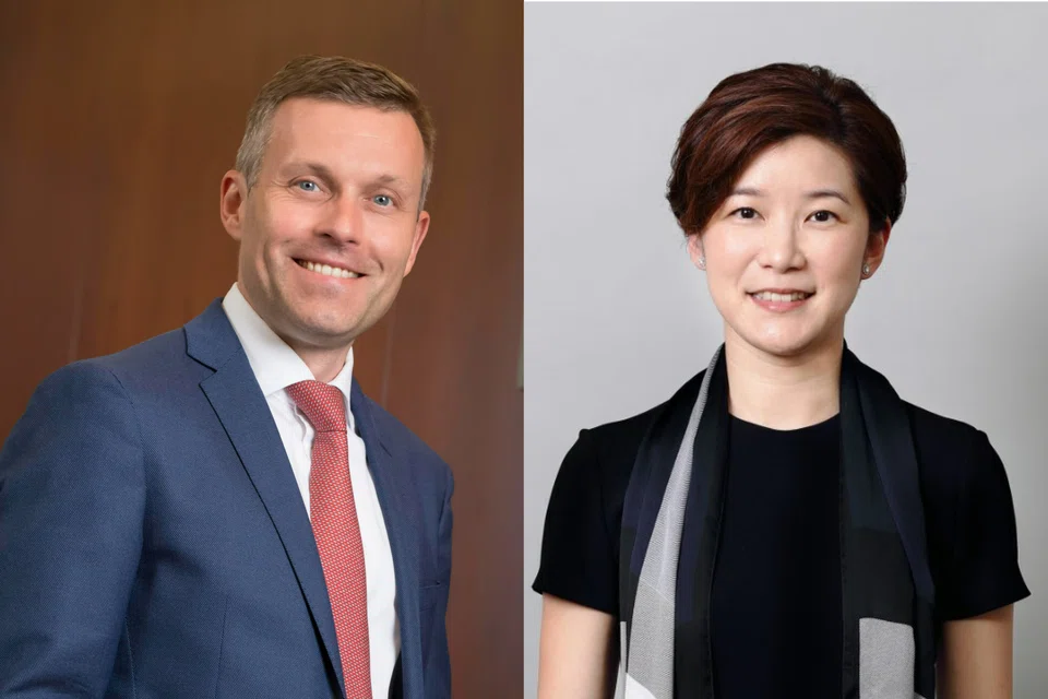 Geir Espeskog (left) will be BlackRock's new head of wealth for South-east Asia, effective early-October.  Elaine Wu has been appointed managing director, Apac head of research for BSI Apac. 