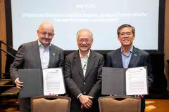 From left: CEO of WBCSD  Peter Bakker, chairman of NEA and founding president of Singapore Green Building Council Lee Chuan Seng and CEO of SBF Kok Ping Soon.