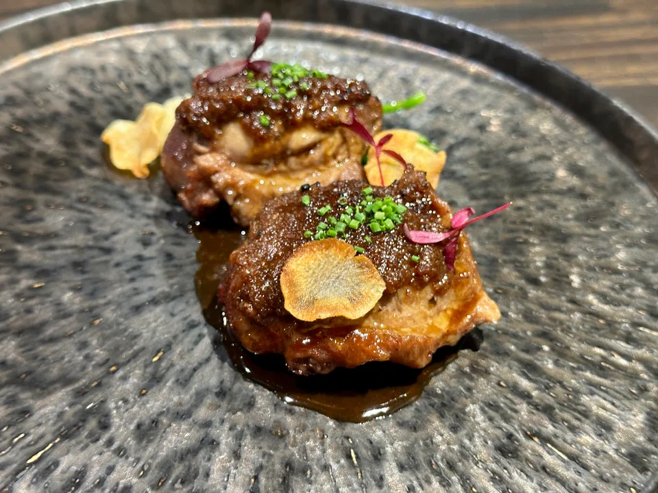 Iberico beef cheek in Sa Cha sauce.