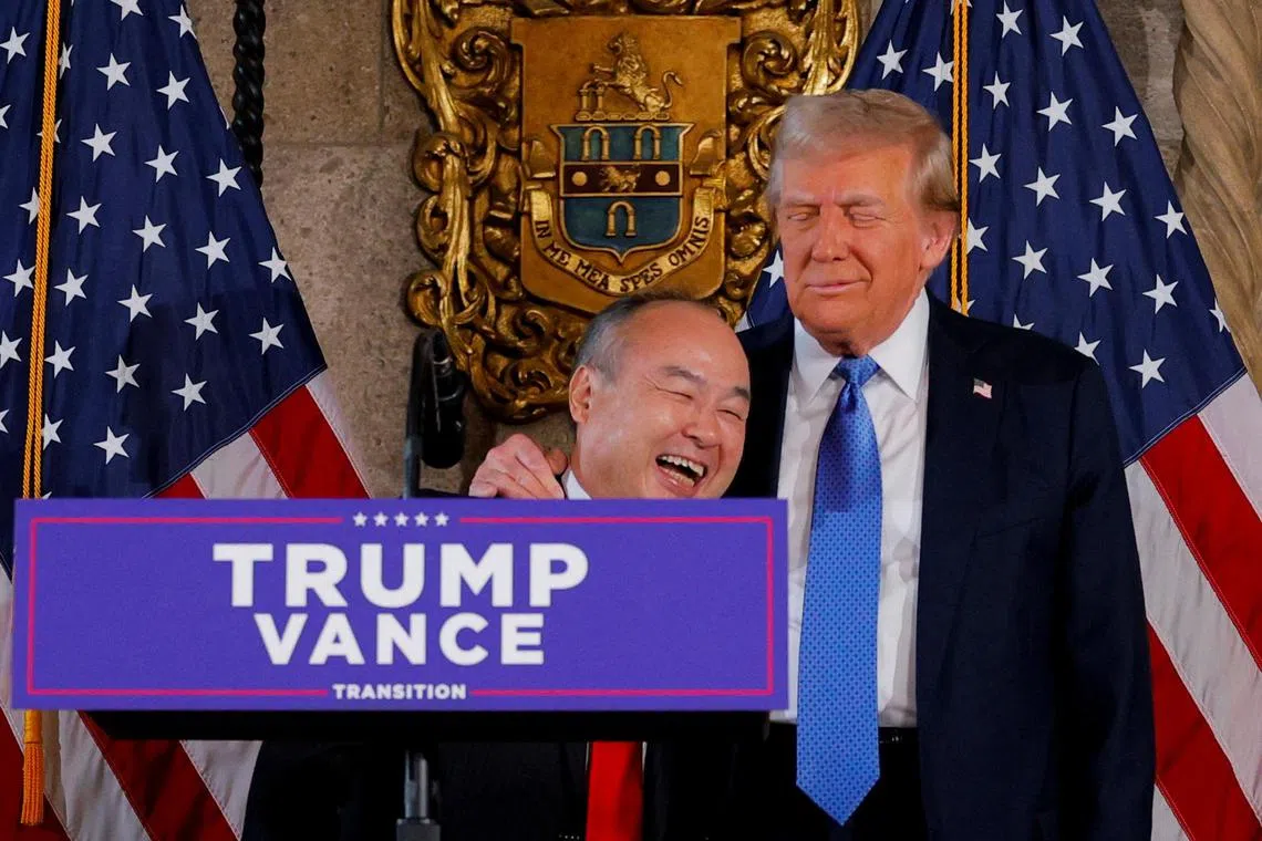 Speaking alongside US president-elect Donald Trump (right), SoftBank CEO Masayoshi Son (left) confirmed the investment company’s financial commitment, adding that Trump’s victory had “tremendously increased” his confidence in the US economy.