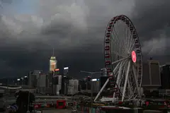 Storm clouds gather over buildings in Hong Kong on Sep 5,  as super typhoon Yagi tracked across the South China Sea towards the southern China coast. 
