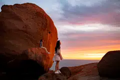 A trek up the Remarkable Rocks in Kangaroo Island will reward you with spectacular views. 