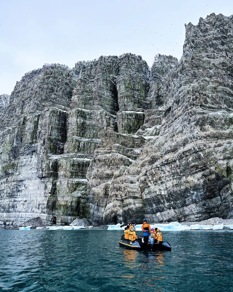 The vertical cliffs of Prince Leopold Island, where thousands of birds nest. 