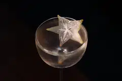 Star Fruit Martini pairs the star-shaped tropical fruit with gin and dry vermouth in a crystal-clear dirty martini.