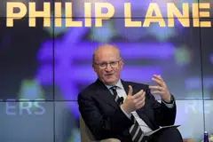 European Central Bank chief economist Philip Lane at an event in New York in September. He says the plan is to continue with steep interest rate rises in the next few months.