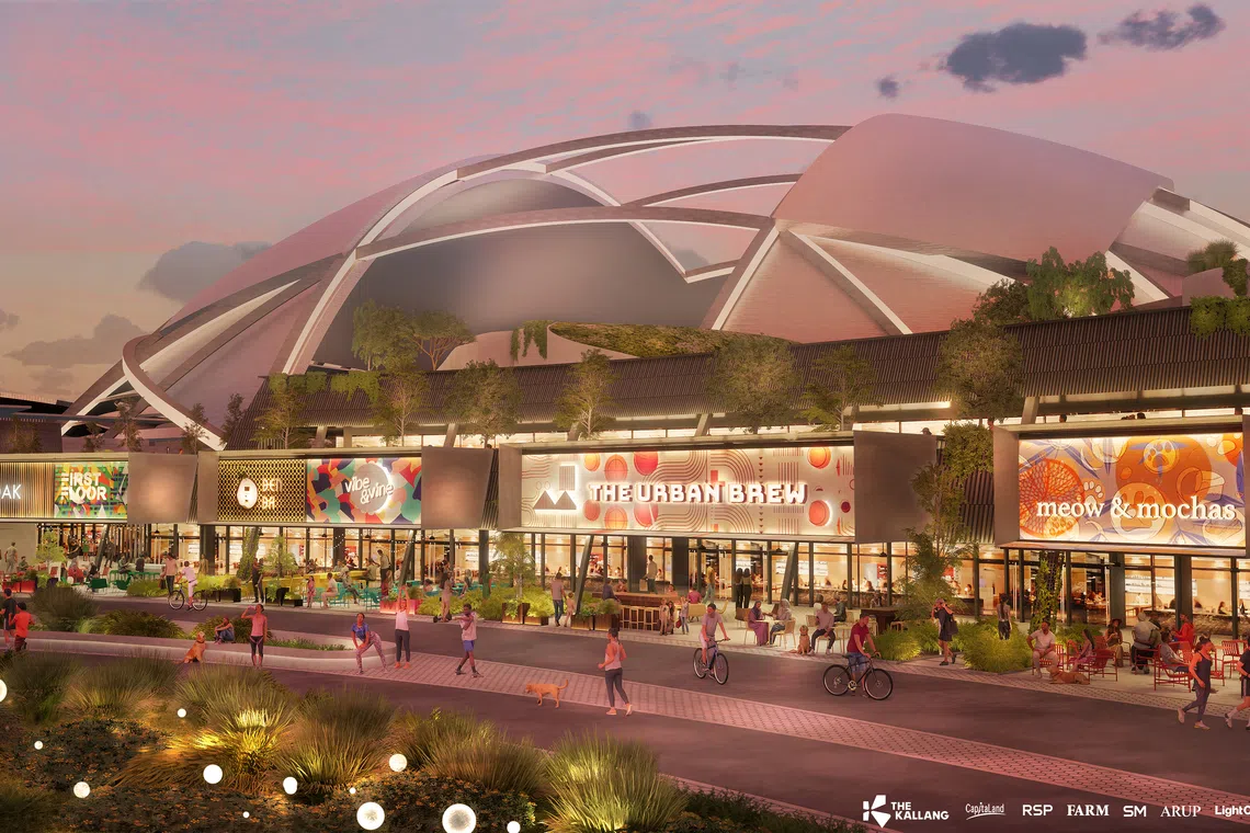 An artist's impression of the refreshed National Stadium. Kallang Wave Mall will also feature new F&B and retail concepts, says The Kallang Group chairman Keith Magnus.