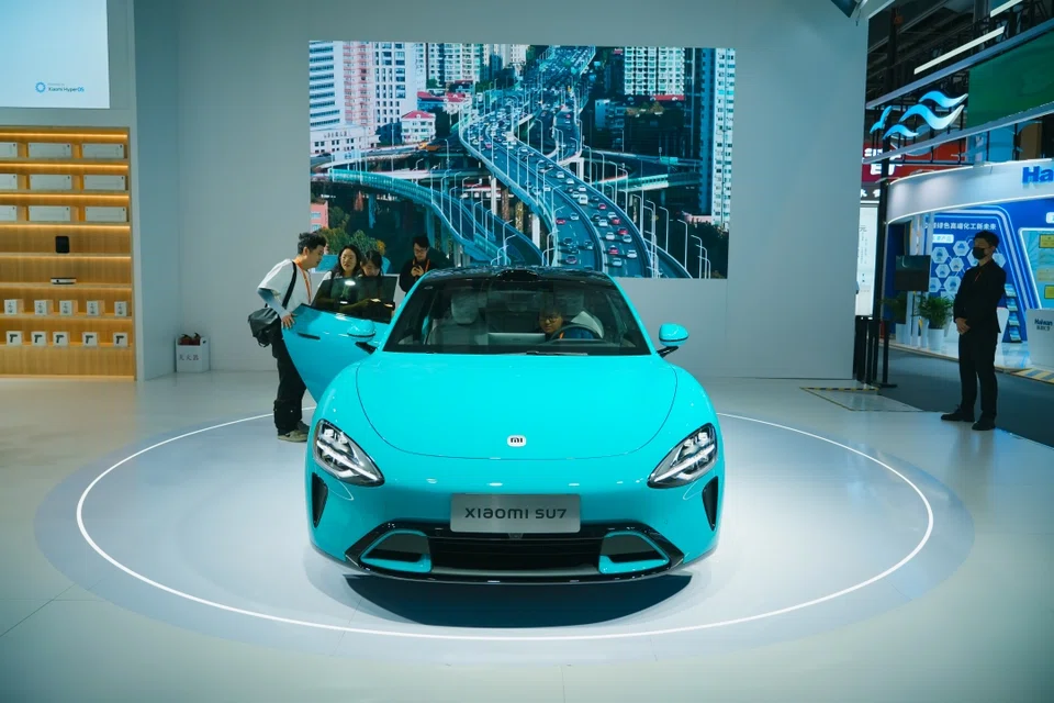 Xiaomi’s SU7 debuts at an industry event in Shanghai in May. Getting it insured costs around the same as for a combustion-engine vehicle more than twice its price.