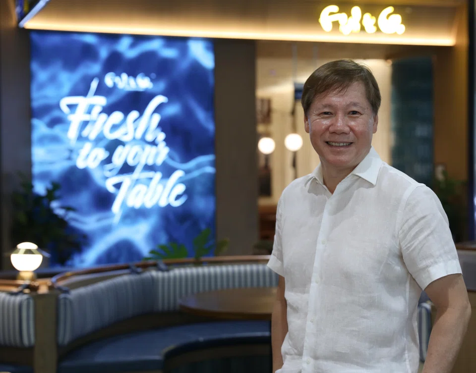 Fish & Co's founder and managing director Ricky Chew at the restaurant chain's latest outlet in Jewel Changi Airport, which opened in May.