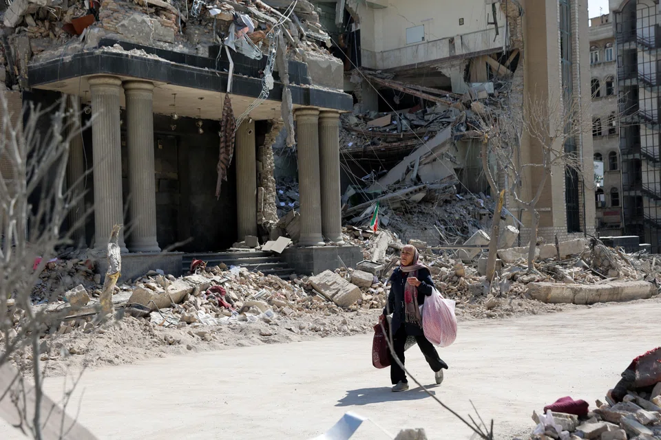 Damaged buildings in Teheran following a strike on a police station on Mar 4.
