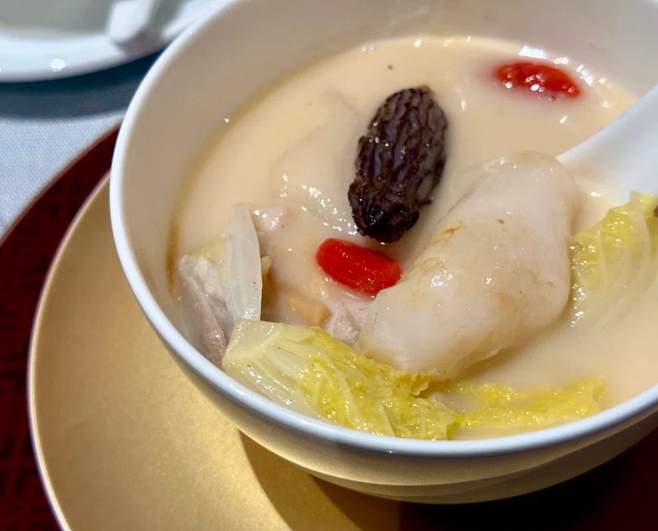 The comforting double-boiled fish maw soup.