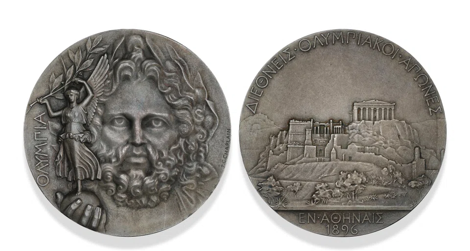 The silver medal from the 1896 Athens Olympics was hammered down for DKK 900,000, excluding buyer’s premium.