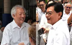 In a Facebook post thanking SM Teo (left) and DPM Heng for their contributions, Prime Minister Lawrence Wong described them as giants in public service.