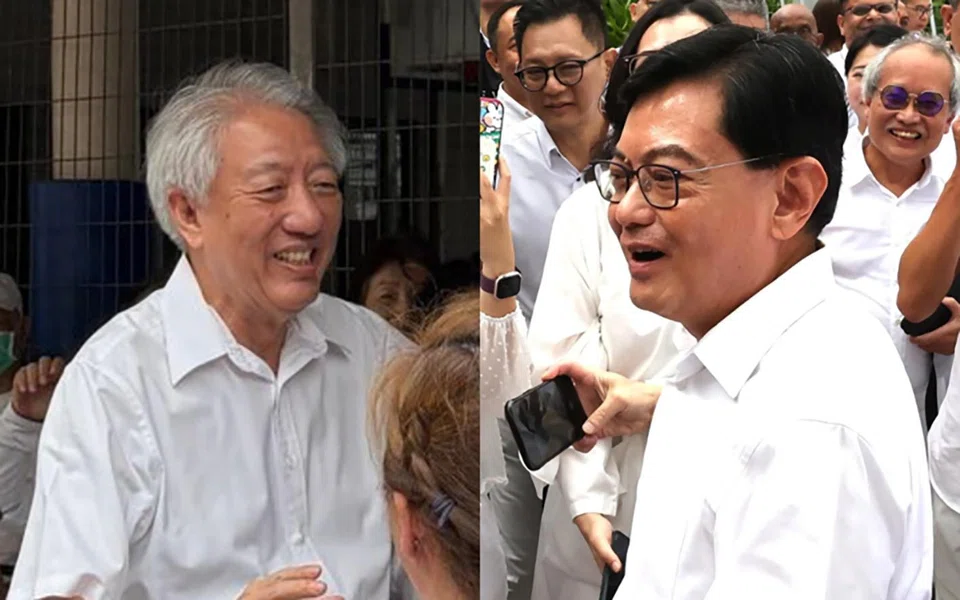 In a Facebook post thanking SM Teo (left) and DPM Heng for their contributions, Prime Minister Lawrence Wong described them as giants in public service.
