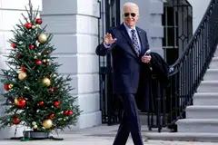 US President Joe Biden departs the White House for Massachusetts, in Washington, Dec 5, 2023.