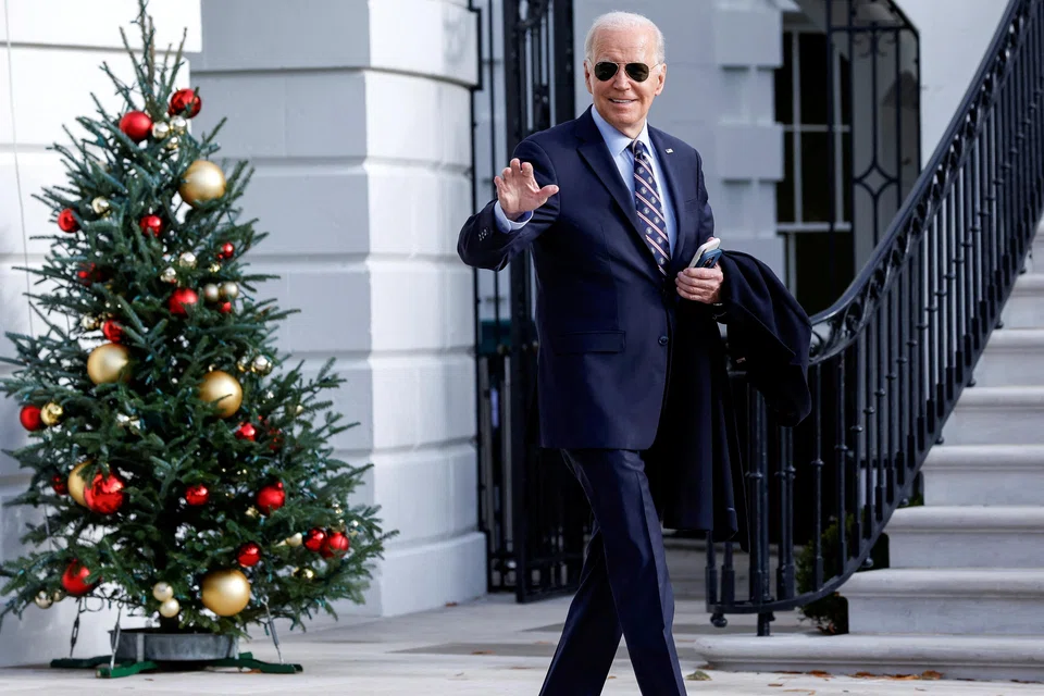 US President Joe Biden departs the White House for Massachusetts, in Washington, Dec 5, 2023.