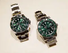 The real Rolex Submariner (right) compared to a  counterfeit (left).