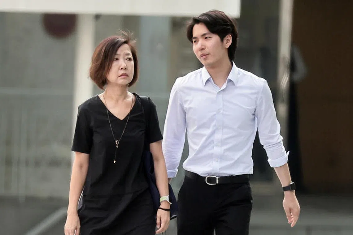 Ng Chiew Yen (left) and her son Keith Tan were convicted of two charges each for violating the Stamp Duties Act.
