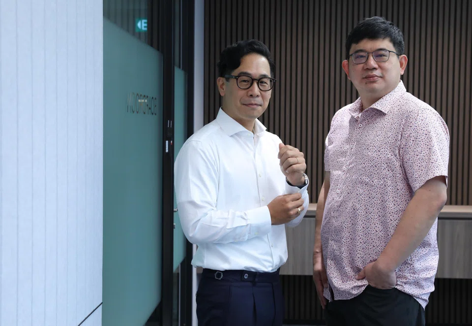 Aravest CEO Moses Song (left) with Wee Hur Property CEO Goh Chengyu. The partnership combines Wee Hur's track record in development and construction with Aravest's investment vision. 