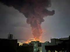 Smoke rises following an explosion, amid the US-Israeli conflict with Iran, in Tehran on Mar 7.