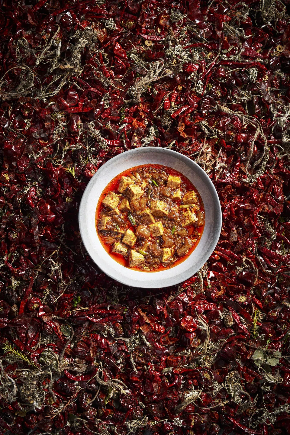 The star attraction is mapo tofu, with silky tofu cubes in a spicy beef sauce.