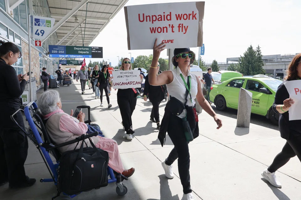 The attendants are striking for better wages and to be paid for work on the ground, such as boarding passengers. 