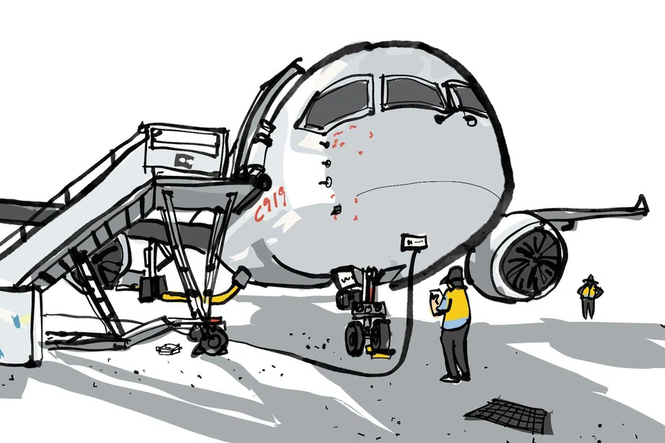 Sketch of Comac C919 at the Singapore Airshow 2026