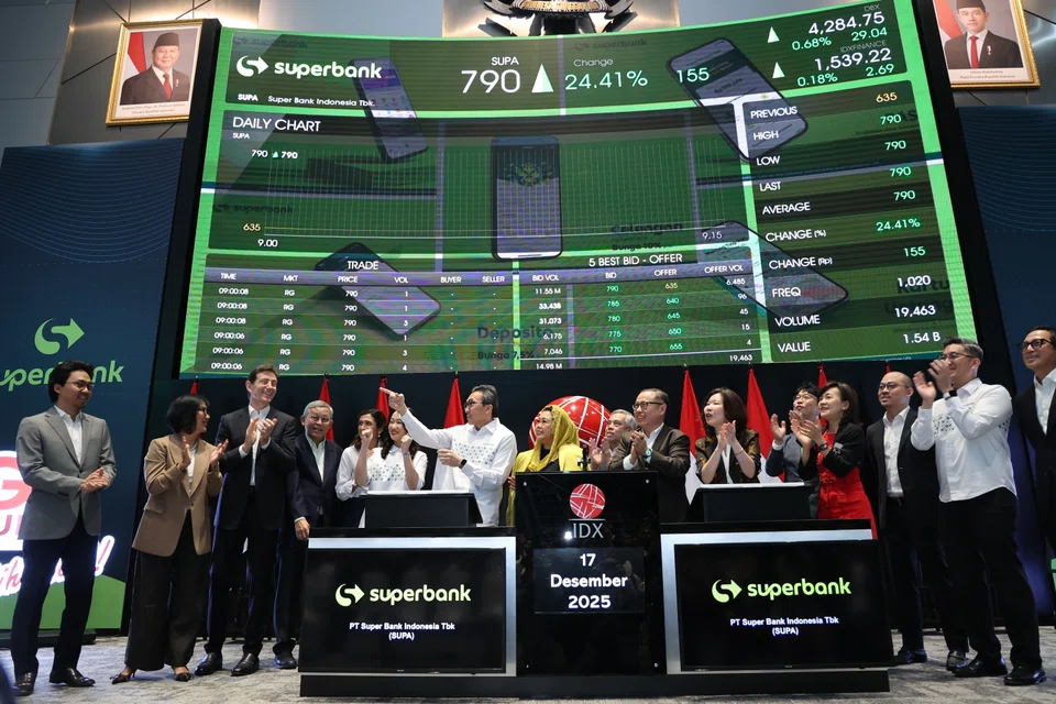 Superbank, backed by Grab and a consortium of regional technology and telecommunications groups, raised around 2.7 trillion rupiah (S$208.9 million) from the listing.