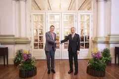 Thai Prime Minister Srettha Thavisin (left) met Prime Minister Lee Hsien Loong at the Istana on Oct 12, 2023.