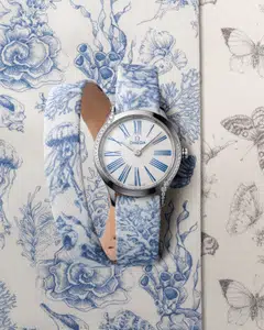 A De Ville Mini Tresor in Stainless Steel Case and Oile de Jouy Double Wrap Strap.