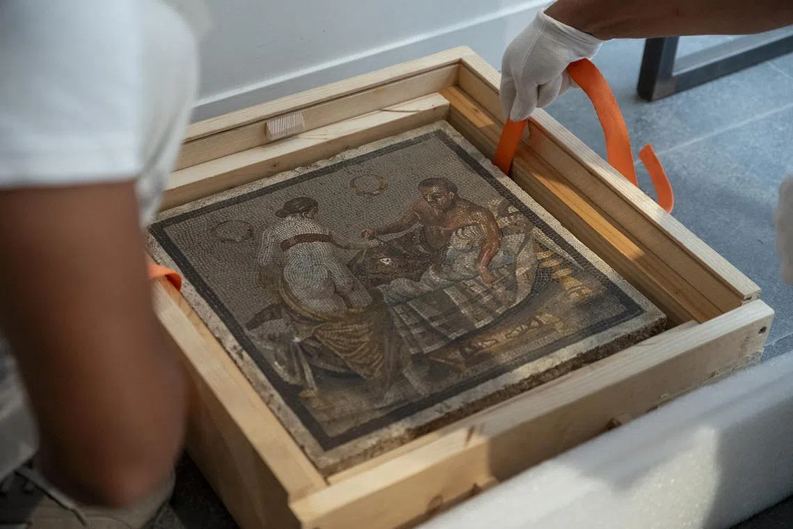 The mosaic will now be put on display at Pompeii alongside the hundreds of other items and archaeological remains at the site of the ancient city.