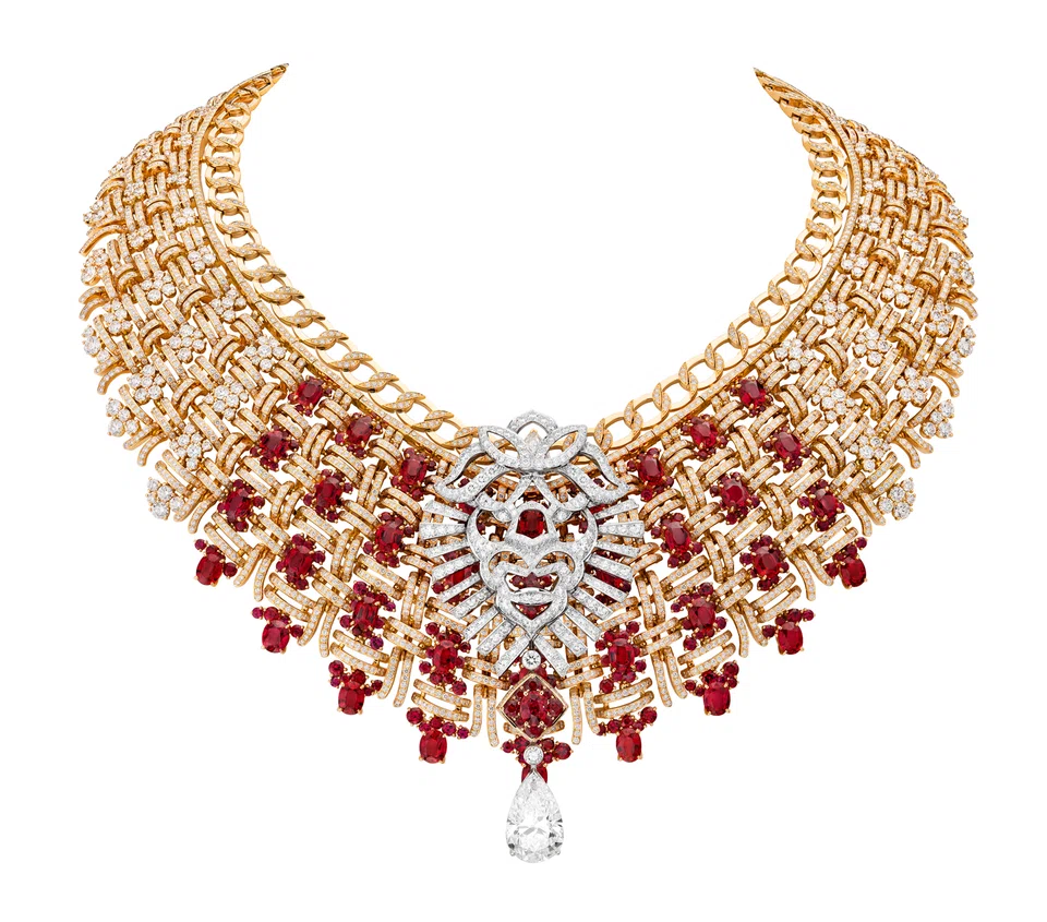 Chanel's regal Tweed Royal necklace. 