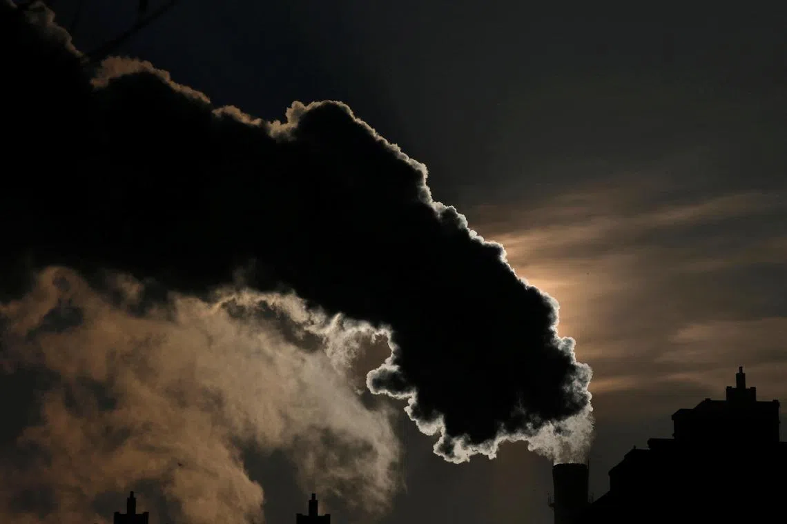 Smoke from a chimney in Harbin, China.