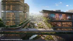 An artist's impression of the Downtown Mice Hub. The government has identified the Straits View area as a potential site for the development.