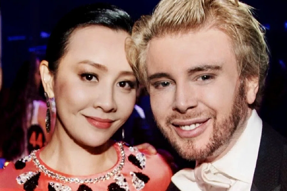 Celebrity hairstylist Kim Robinson with Hong Kong actress Carina Lau.