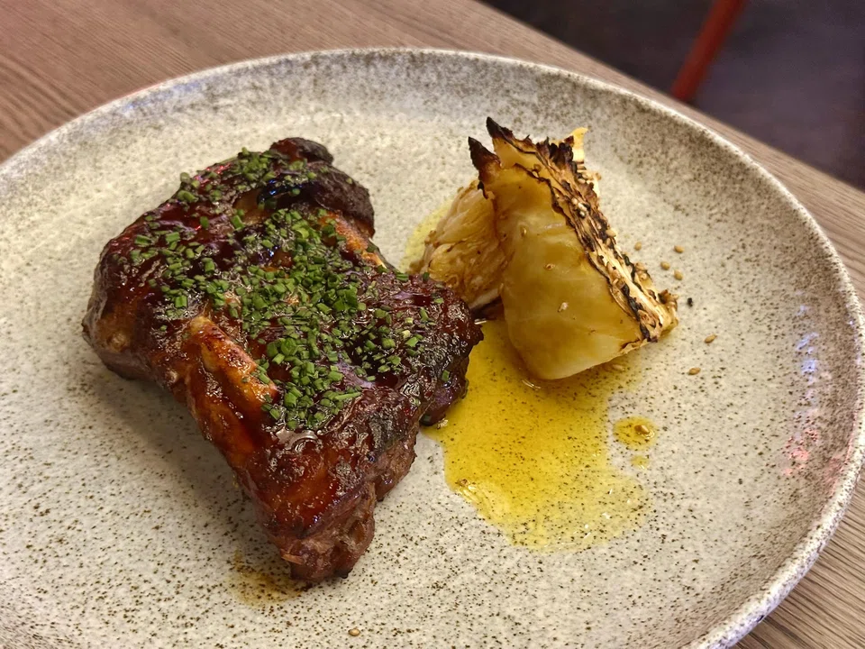 Iberico pork ribs and Japanese cabbage.