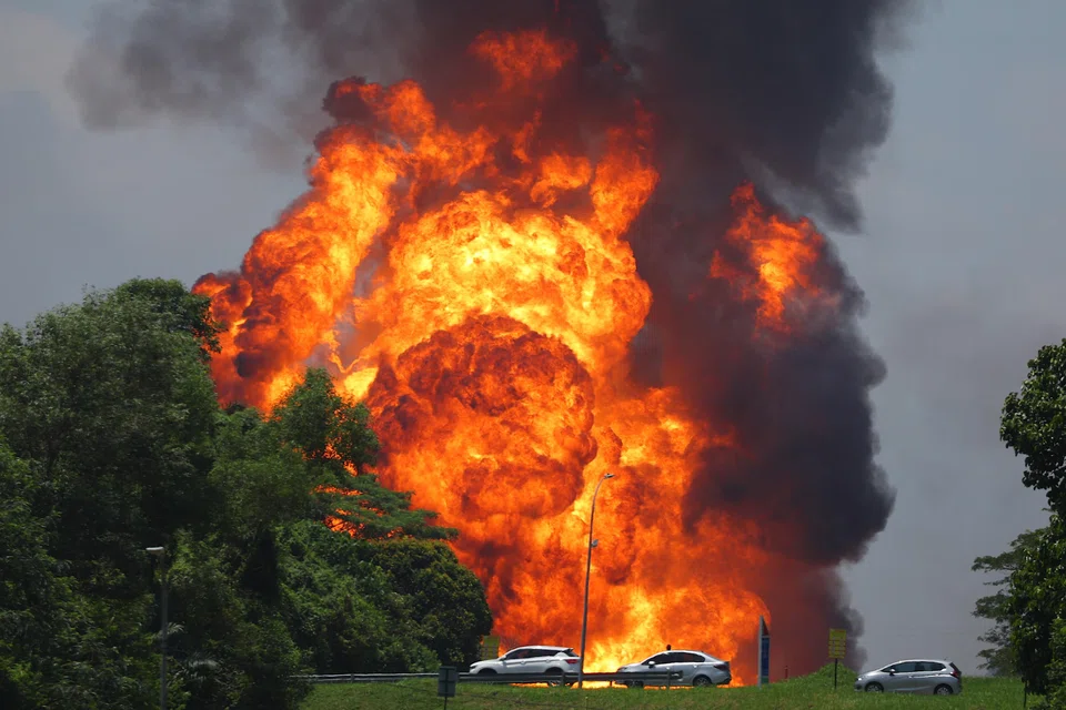The fire started early on Tuesday with a towering orange flame and billowing smoke that could be seen on the horizon from far away.