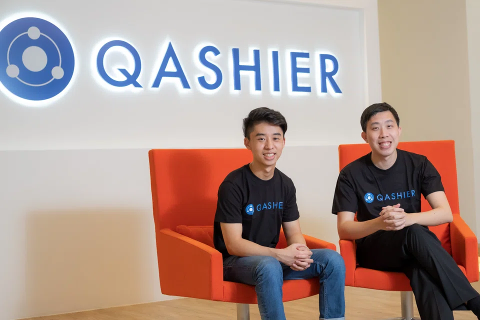 Qashier's co-founders Christopher Choo (left) and Franklin Zhao. Choo says the startup hopes to offer safer and faster domestic and cross-border payments for businesses in Singapore and the region.