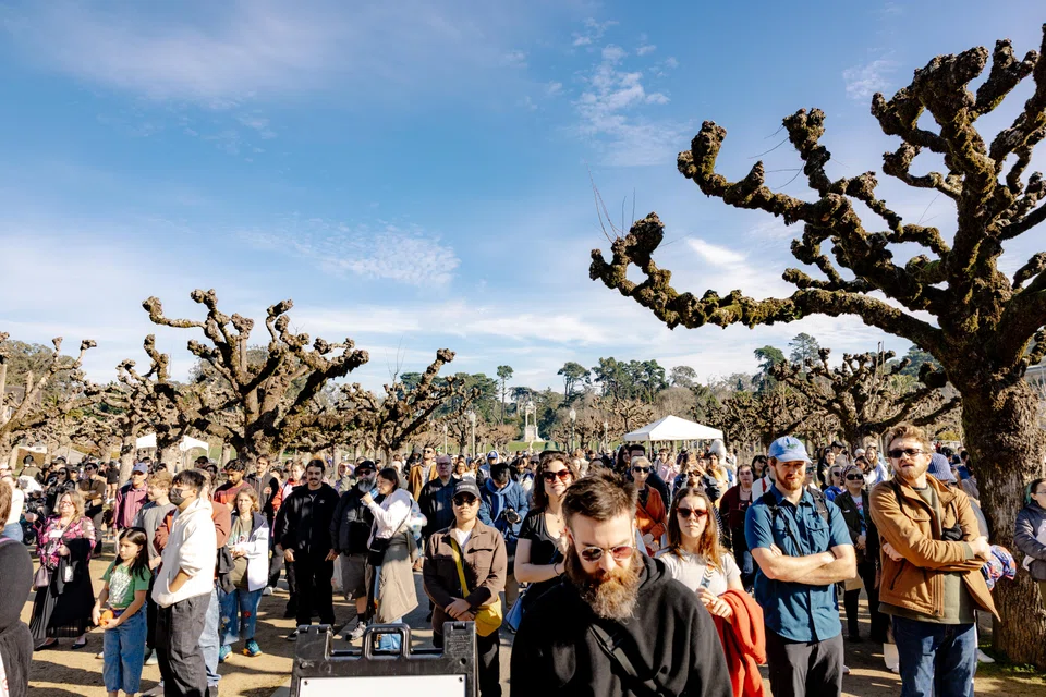 Thousands turned out to a concourse near the California Academy of Sciences museum in Golden Gate Park for Claude's jubilant memorial service on Sunday.